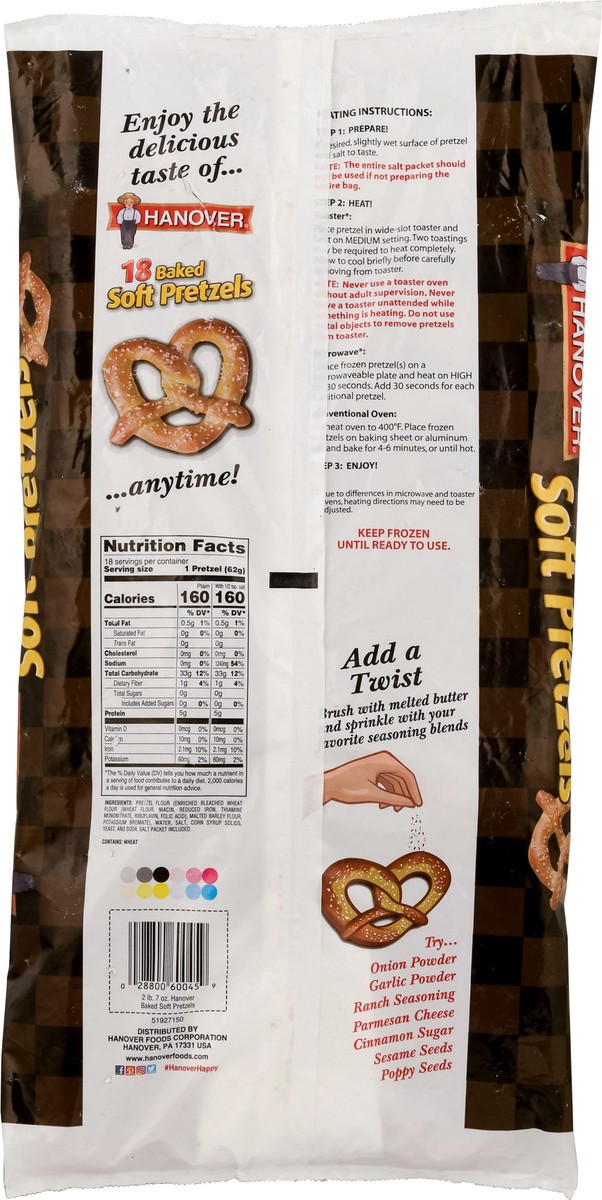 slide 11 of 14, Hanover Baked Unsalted Soft Pretzels 18 ea, 39 oz