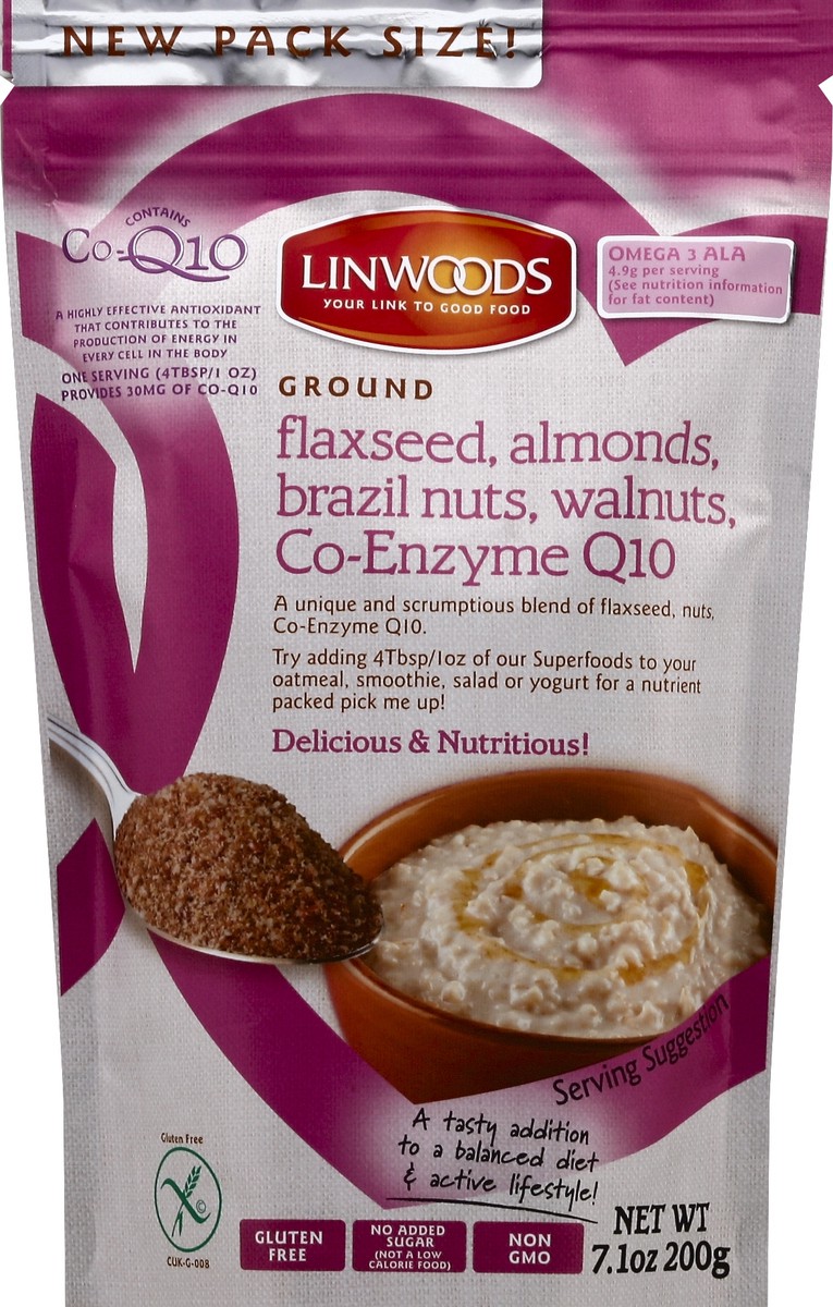 slide 2 of 3, Linwoods Flaxseed Almonds Brazil Nuts Walnuts Co-Enzyme Q-10 Ground, 7.1 oz