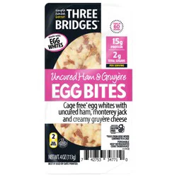 Three Bridges Uncured Ham & Gruyere Egg Bites made w/ Egg Whites