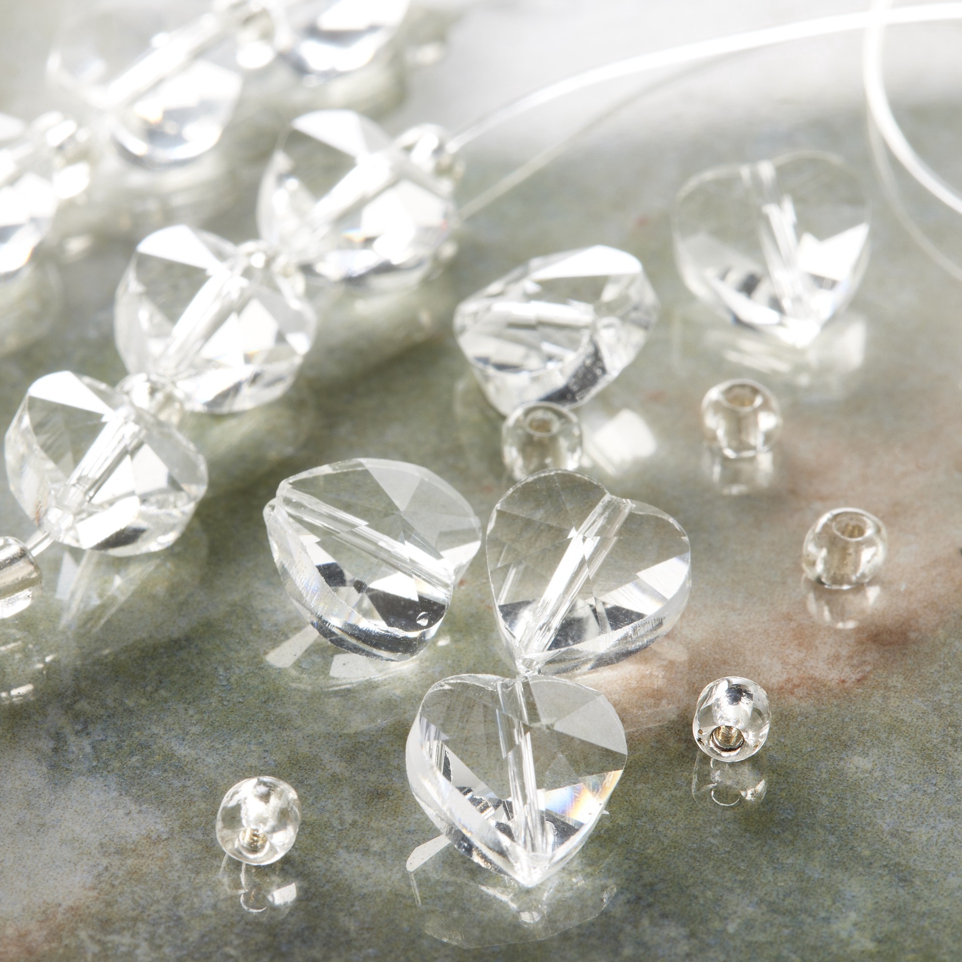 slide 2 of 3, Clear Faceted Glass Heart Beads By Bead Landing, 10mm, 10mm