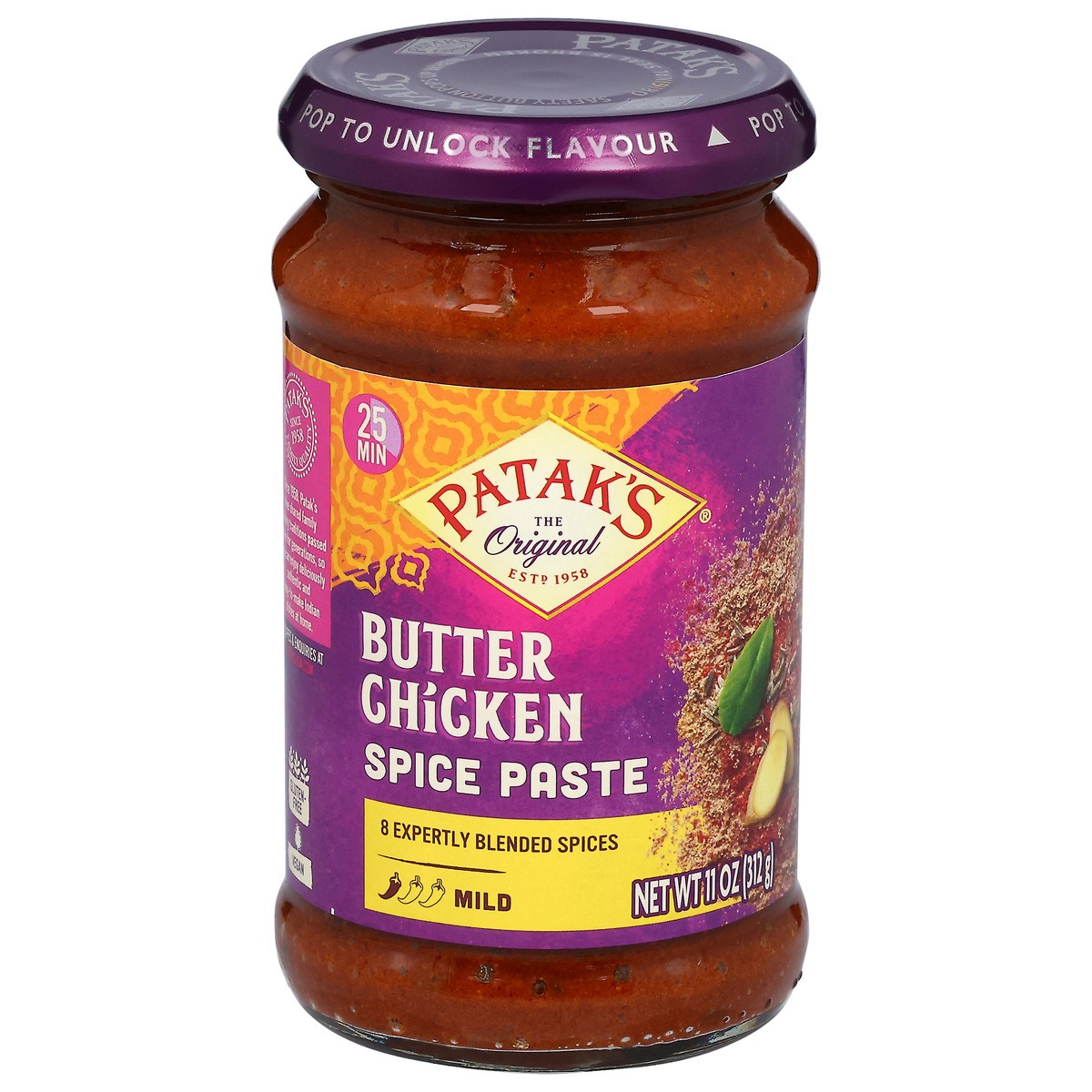 slide 1 of 12, Patak's Mild Butter Chicken Spice Paste 11 oz, 11 oz