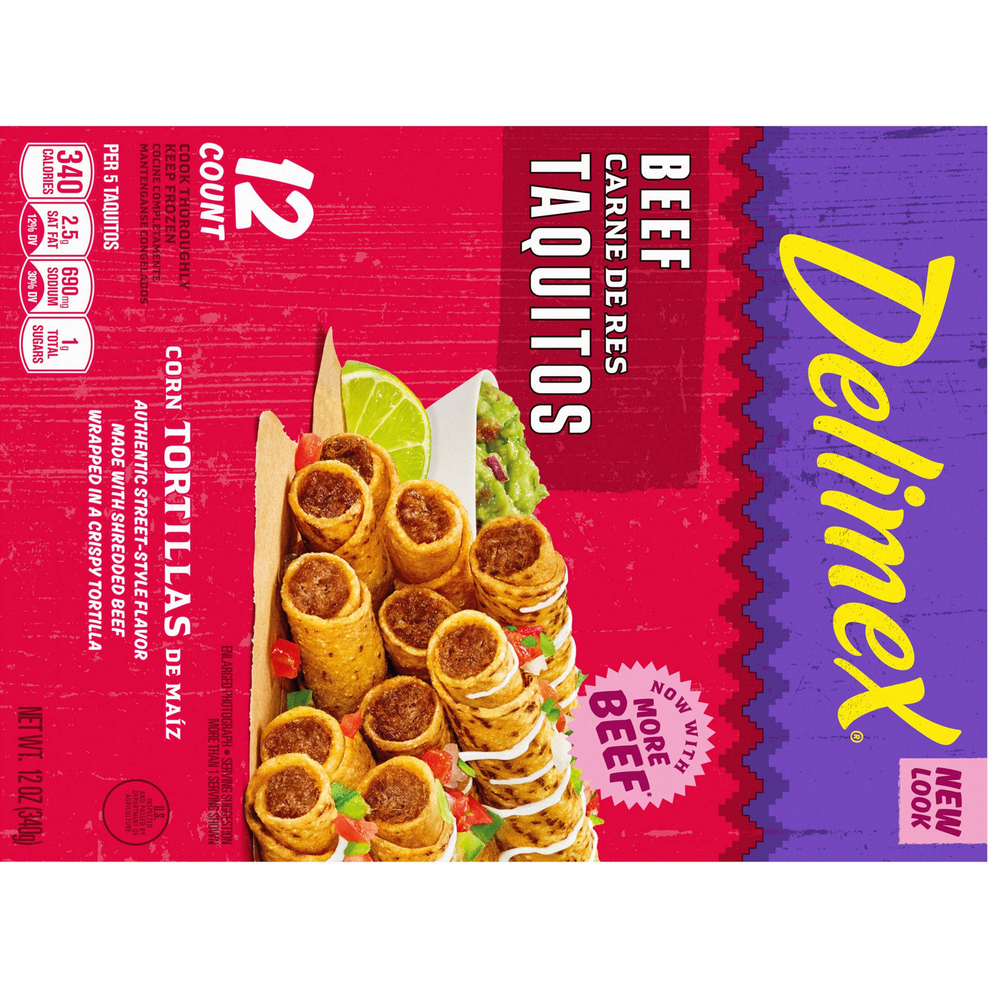 Delimex Beef Corn Taquitos Frozen Snacks 12 ct | Shipt