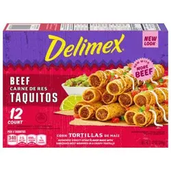 Delimex Beef Taquitos Frozen Snacks, 12 ct Box
