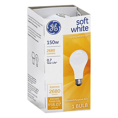 slide 1 of 1, Ge Soft White A/W 150 Watt - Each, 1 ct