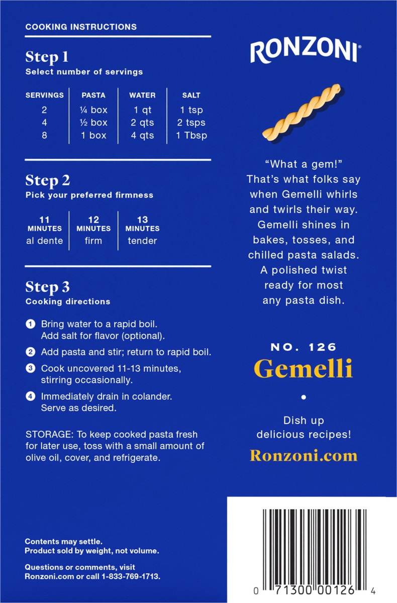 slide 3 of 9, Ronzoni Gemelli, 1 lb