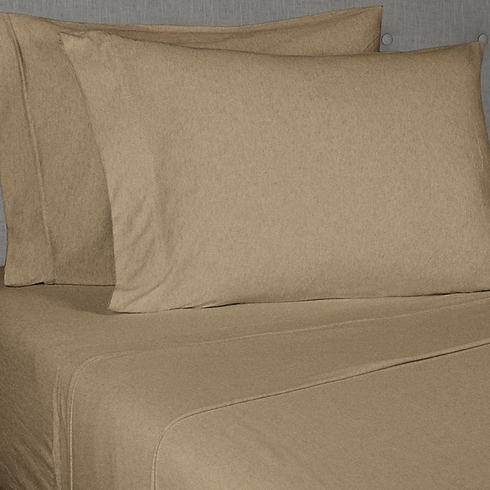 slide 1 of 1, Simply Essential Heathered Jersey Standard/Queen Pillowcases - Olive, 2 ct