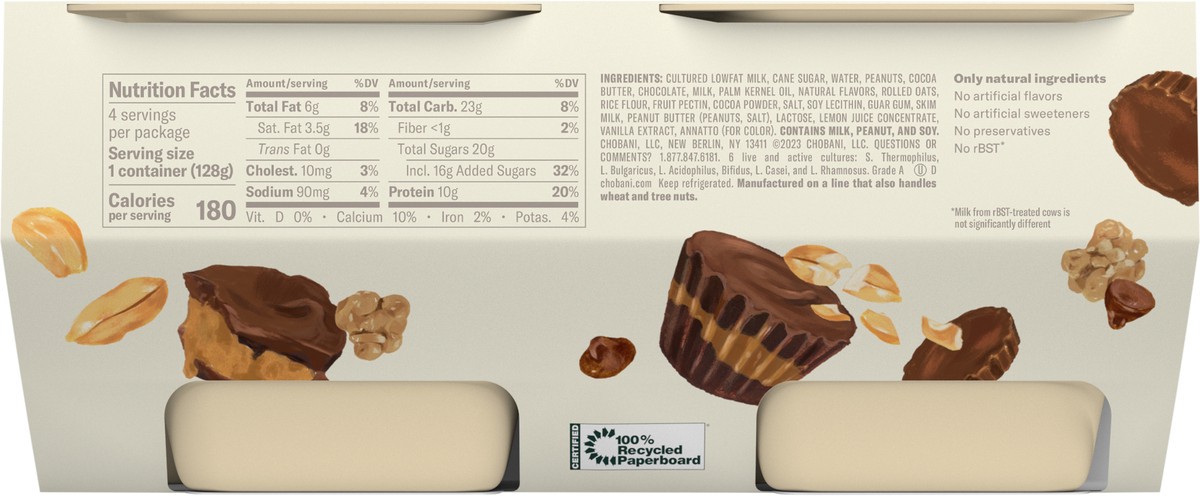 slide 9 of 11, Chobani Yogurt, Greek, Peanut Butter Cups, Value Pack, 4 ct
