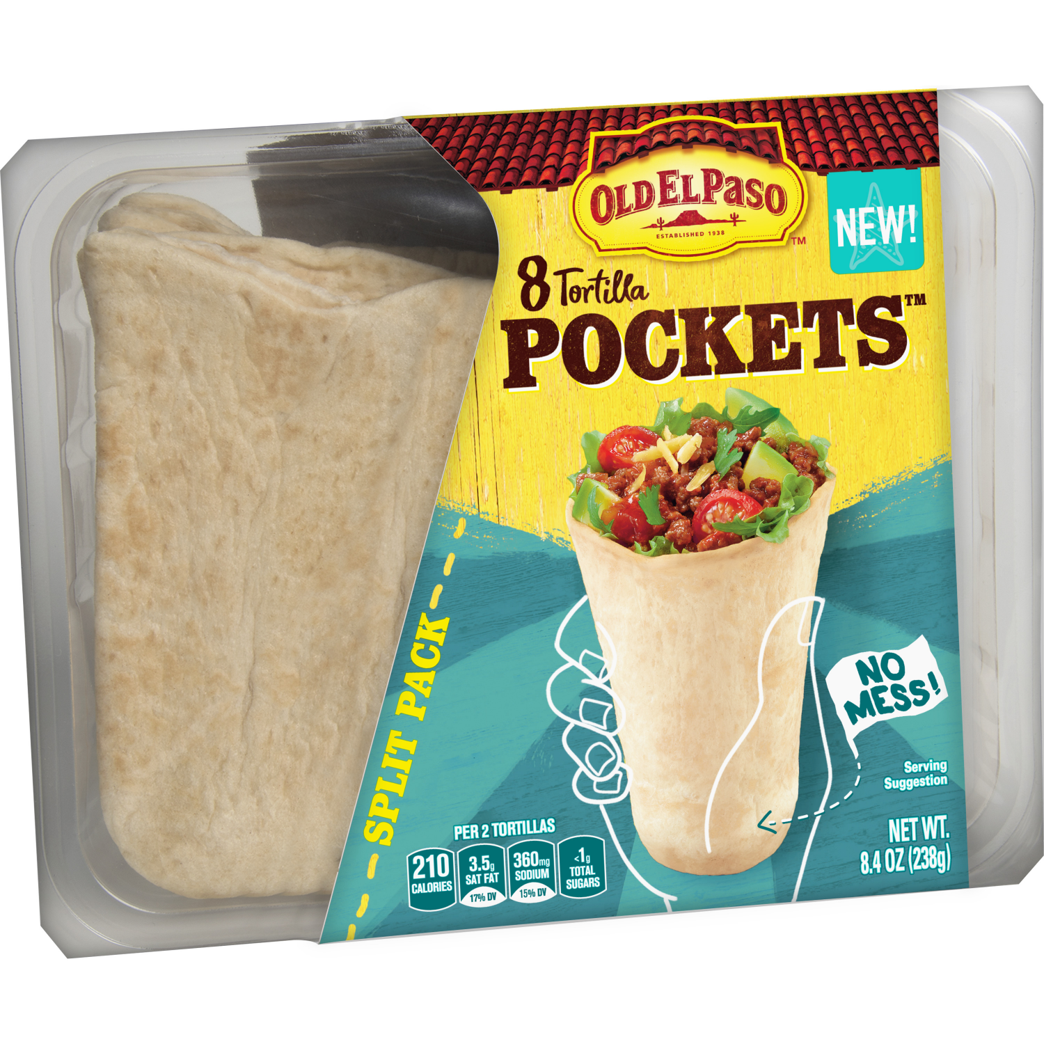 slide 5 of 5, Old El Paso Tortilla Pockets, 8 Pockets, 8.4 oz., 8 ct
