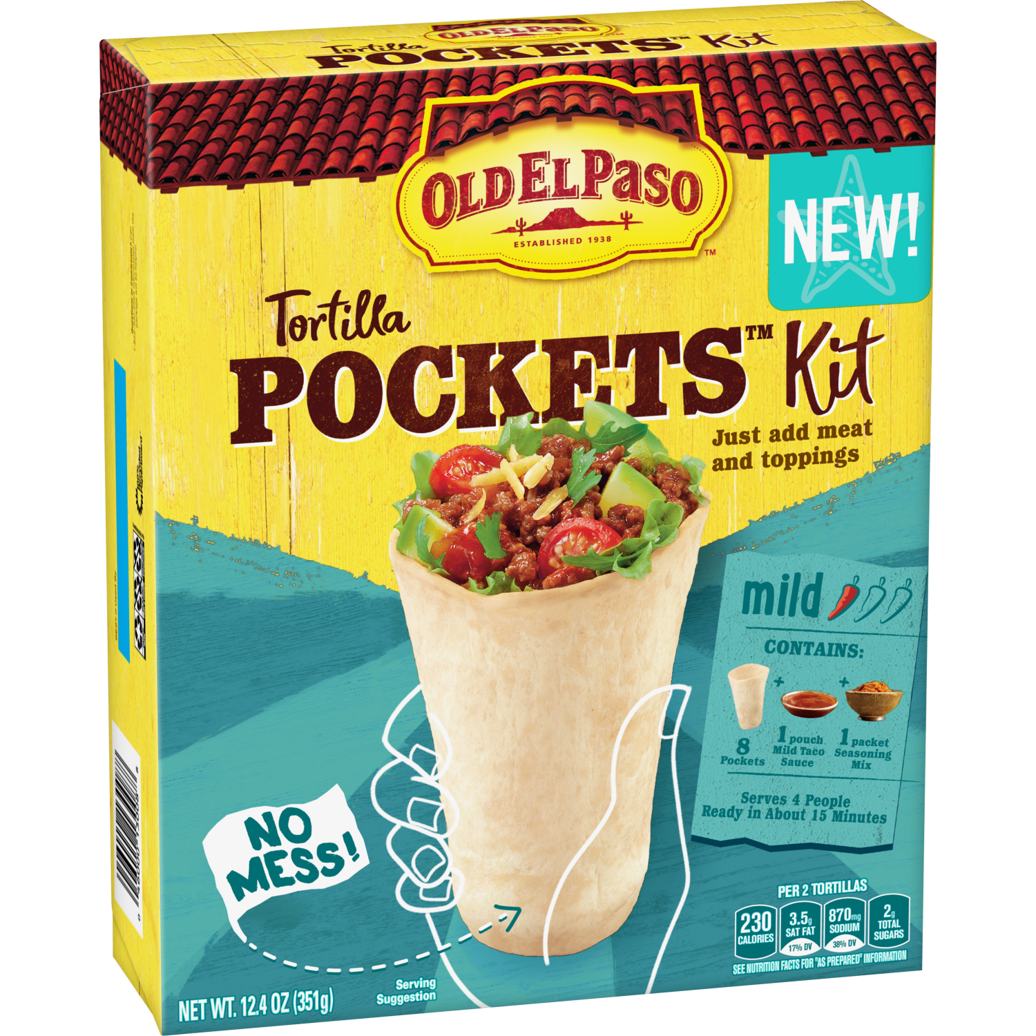 slide 5 of 6, Old El Paso Tortilla Pockets Dinner Kit, 12.4 oz, 12.4 oz