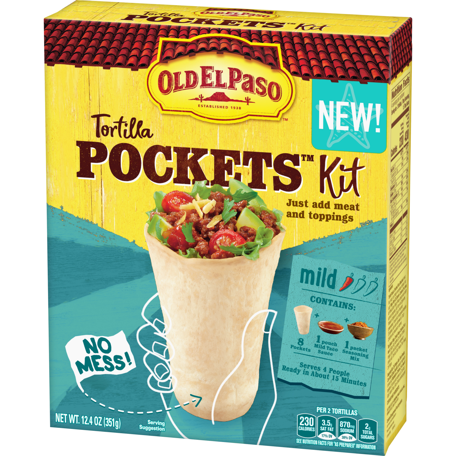 slide 6 of 6, Old El Paso Tortilla Pockets Dinner Kit, 12.4 oz, 12.4 oz