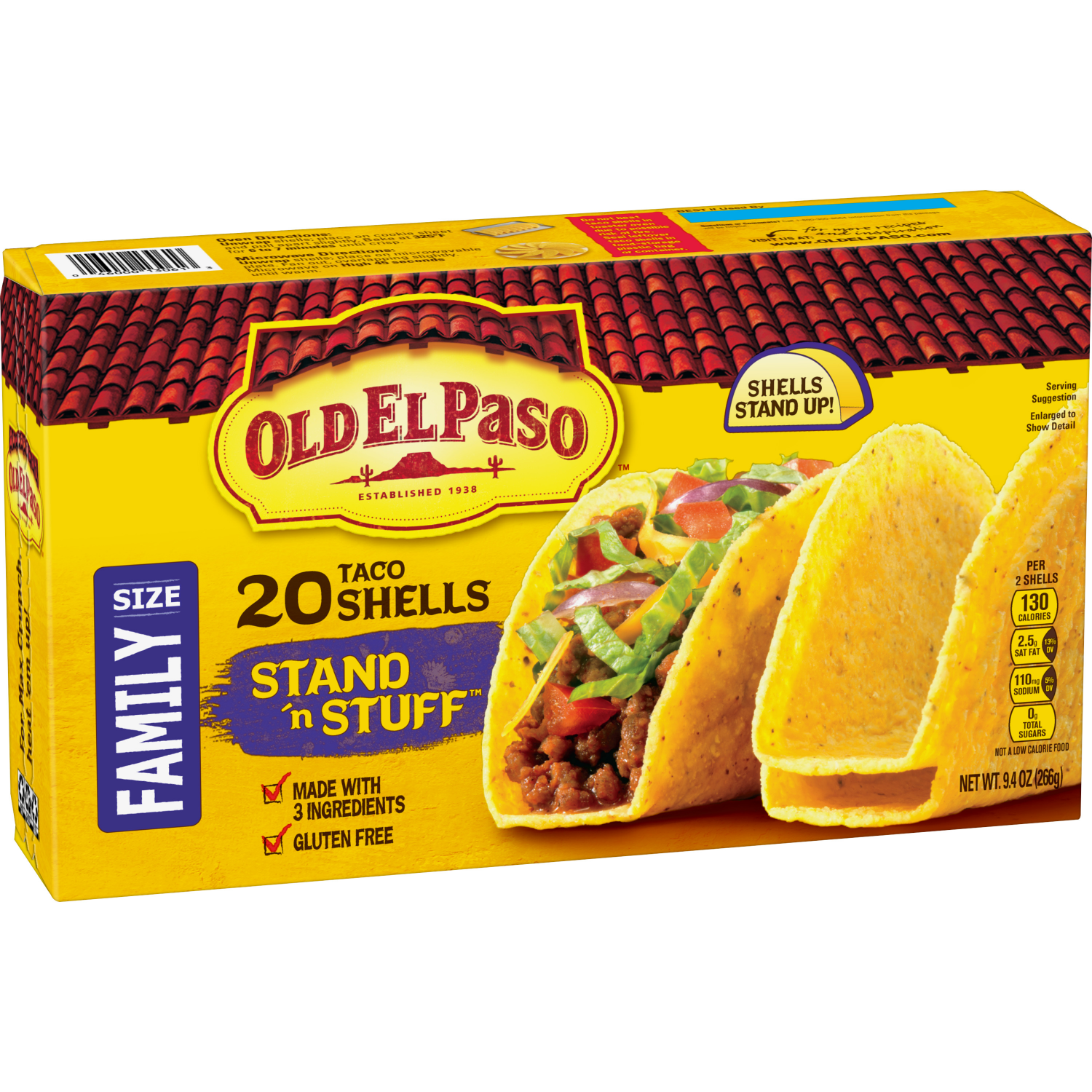 slide 4 of 5, Old El Paso Stand 'N Stuff Taco Shells, Gluten Free, Family Size, 20-count, 20 ct