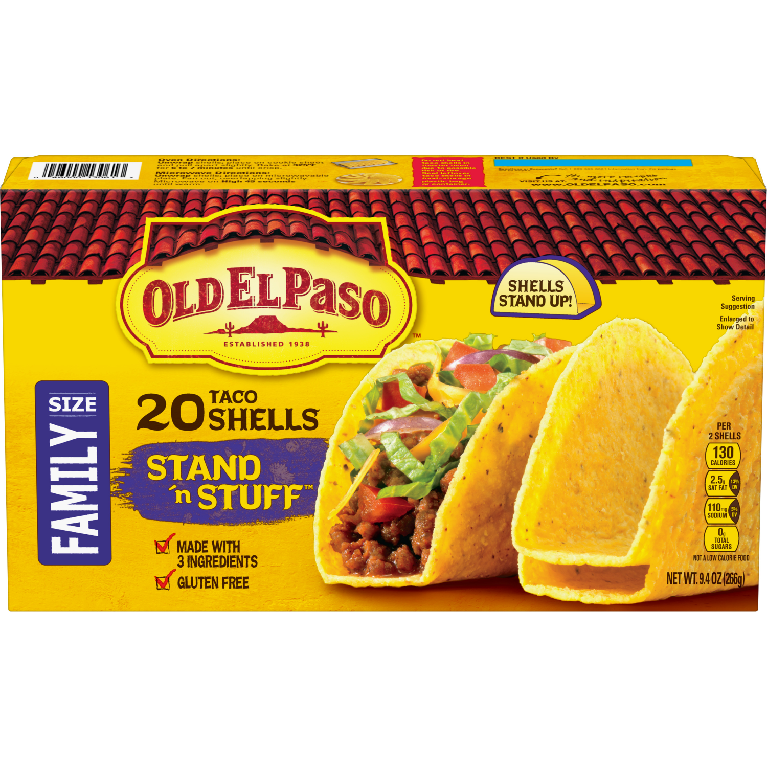 slide 1 of 5, Old El Paso Stand 'N Stuff Taco Shells, Gluten Free, Family Size, 20-count, 20 ct