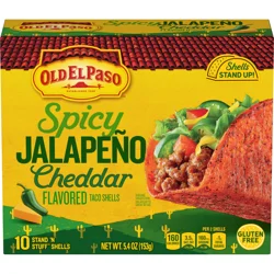 Old El Paso Spicy Jalapeño Cheddar Flavored Stand 'N Stuff Taco Shells, Gluten Free, 5.4 oz.
