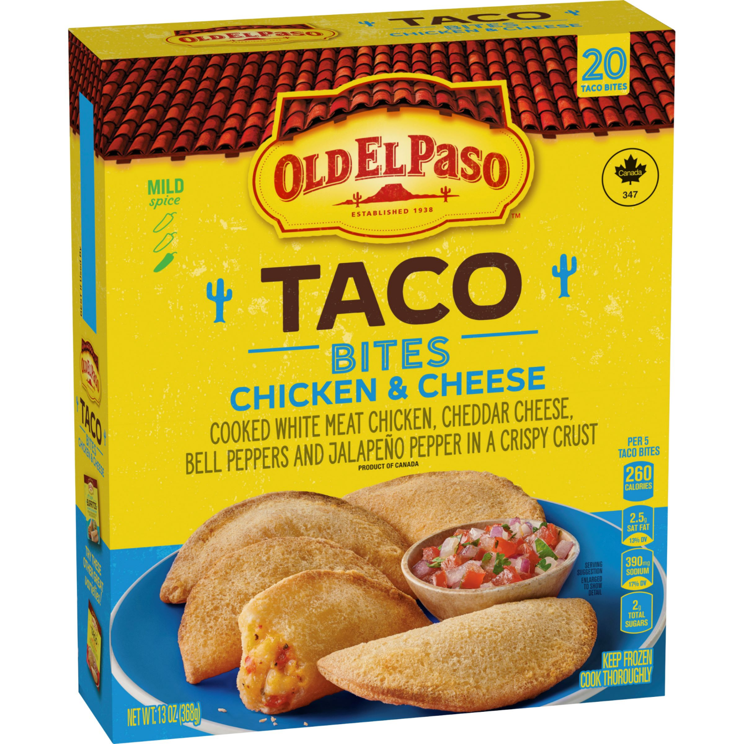 slide 6 of 8, Old El Paso Taco Bites, Chicken & Cheese, Frozen Snacks, 20 Count, 13 oz, 13 oz
