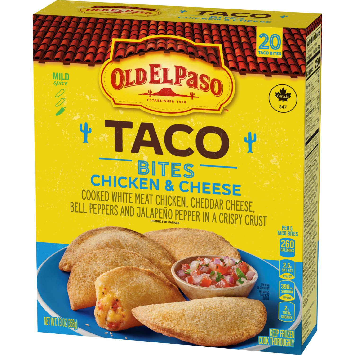 slide 7 of 8, Old El Paso Taco Bites, Chicken & Cheese, Frozen Snacks, 20 Count, 13 oz, 13 oz