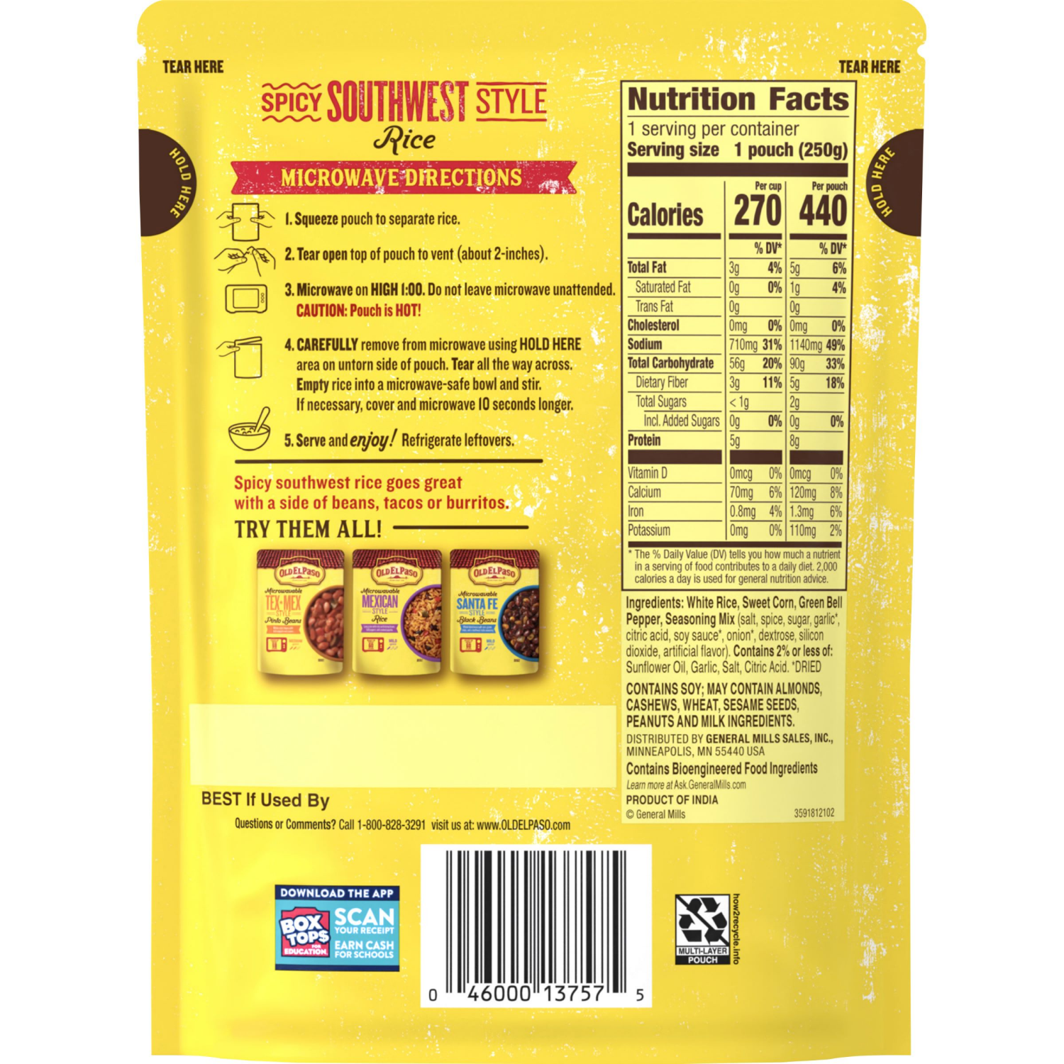 slide 2 of 8, Old El Paso Rice, Spicy Southwest Style, Microwavable Pouch, 8.8 oz, 8.8 oz