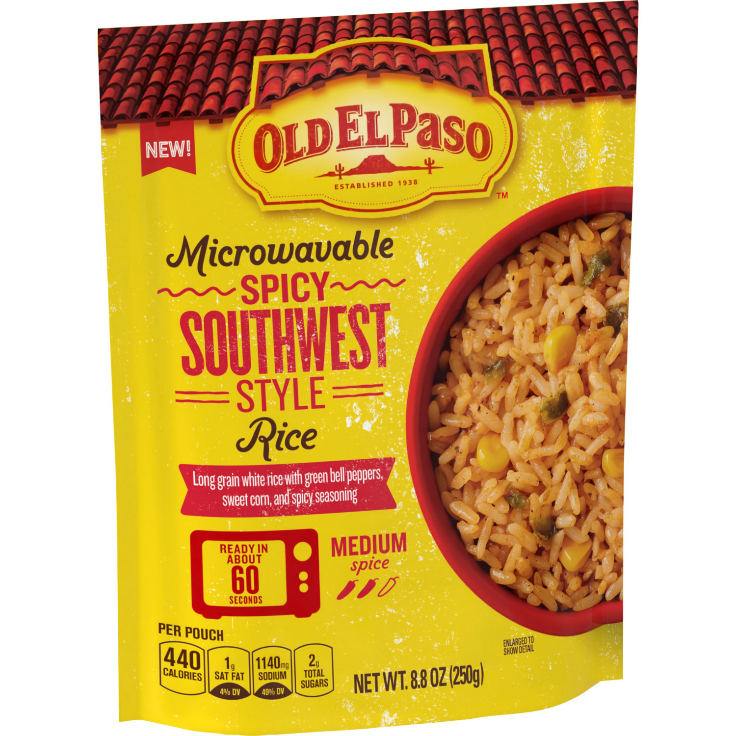 slide 6 of 8, Old El Paso Rice, Spicy Southwest Style, Microwavable Pouch, 8.8 oz, 8.8 oz