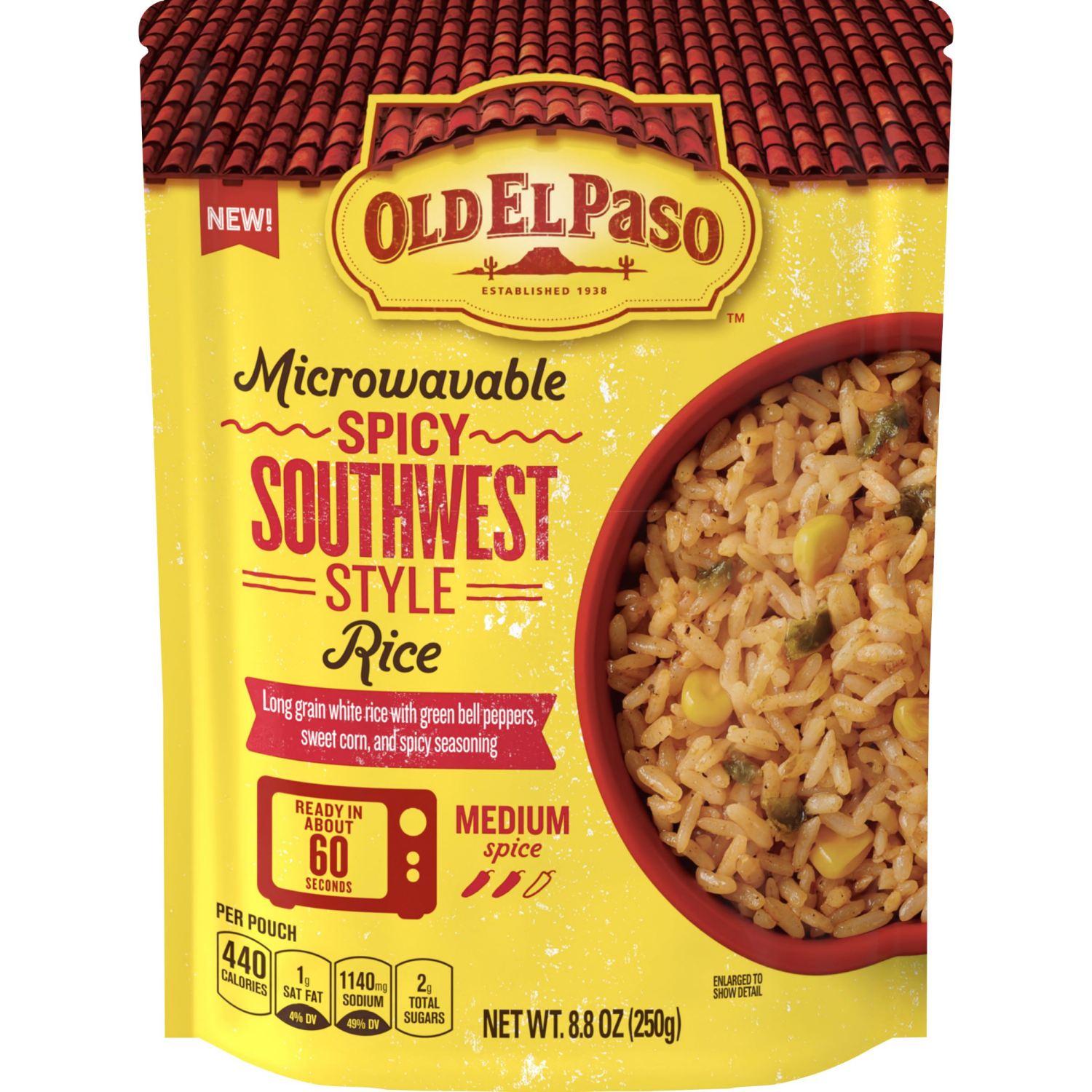 slide 1 of 8, Old El Paso Rice, Spicy Southwest Style, Microwavable Pouch, 8.8 oz, 8.8 oz