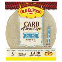 Old El Paso Carb Advantage Tortilla Rounds, 3g Net Carbs, 80 Calories, 8 Ct, 6.5 oz