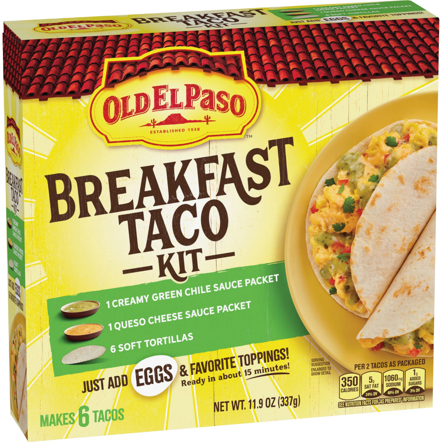 slide 2 of 2, Old El Paso Breakfast Taco Kit with Sauces and Soft Tortillas, Makes 6 Tacos, 11.9 oz, 11.9 oz