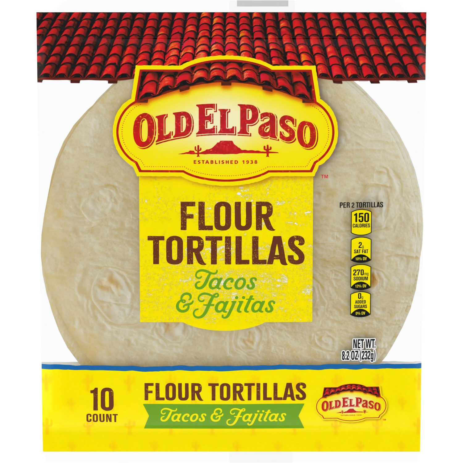 slide 1 of 2, Old El Paso Flour Tortillas, For Soft Tacos and Fajitas, 10 ct., 8.2 oz., 10 ct