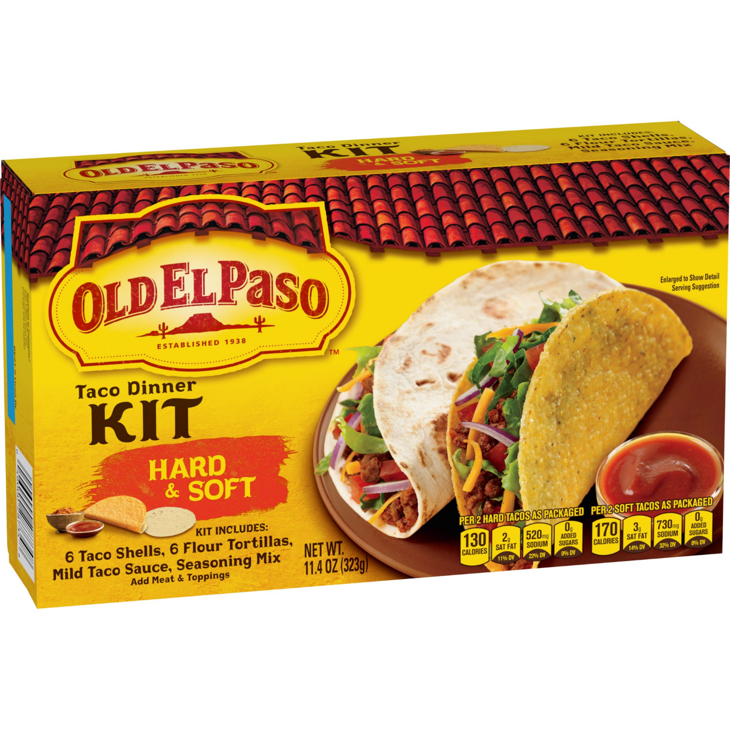 slide 4 of 5, Old El Paso Taco Dinner Kit, Hard & Soft, 11.4 oz., 11.4 oz
