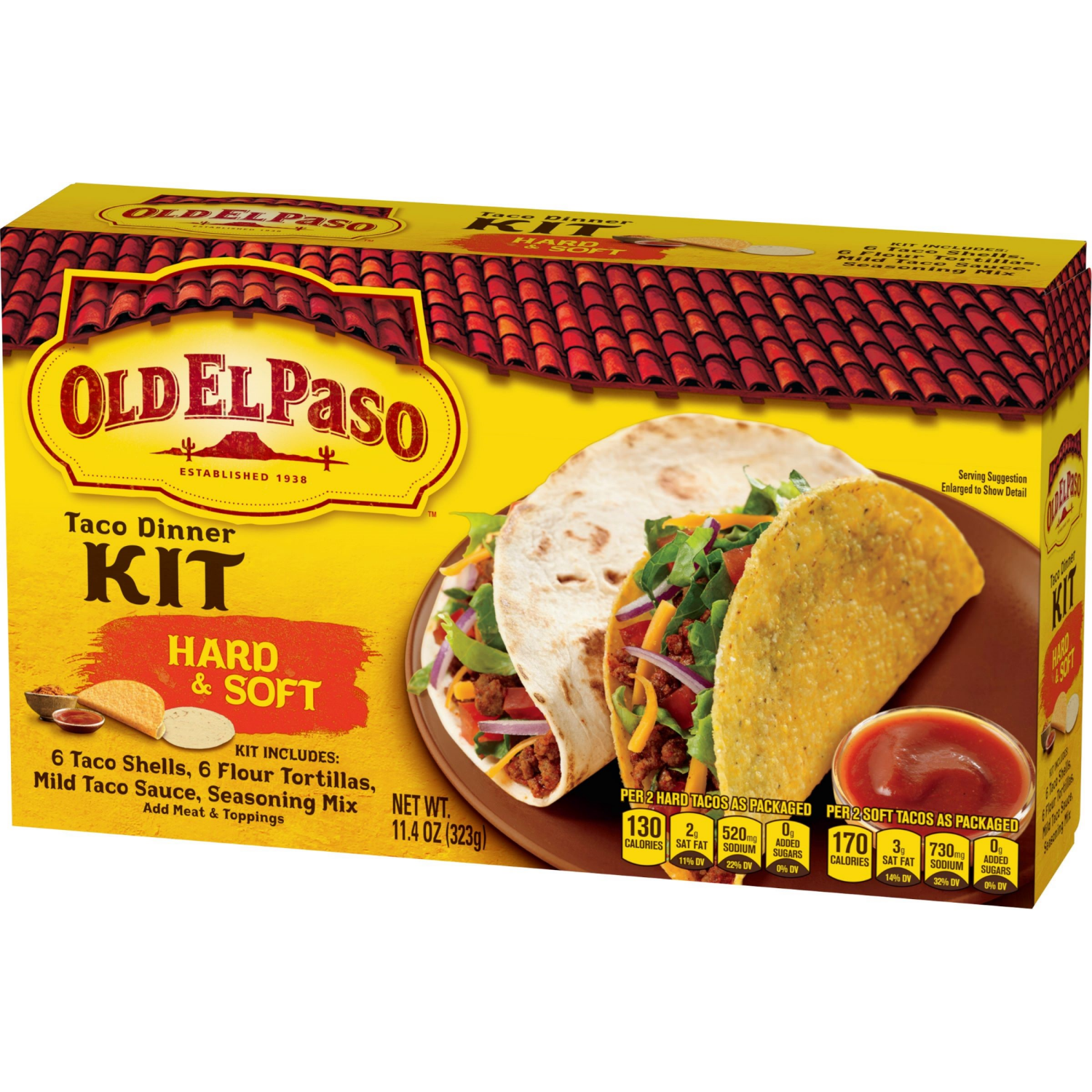 slide 5 of 5, Old El Paso Taco Dinner Kit, Hard & Soft, 11.4 oz., 11.4 oz