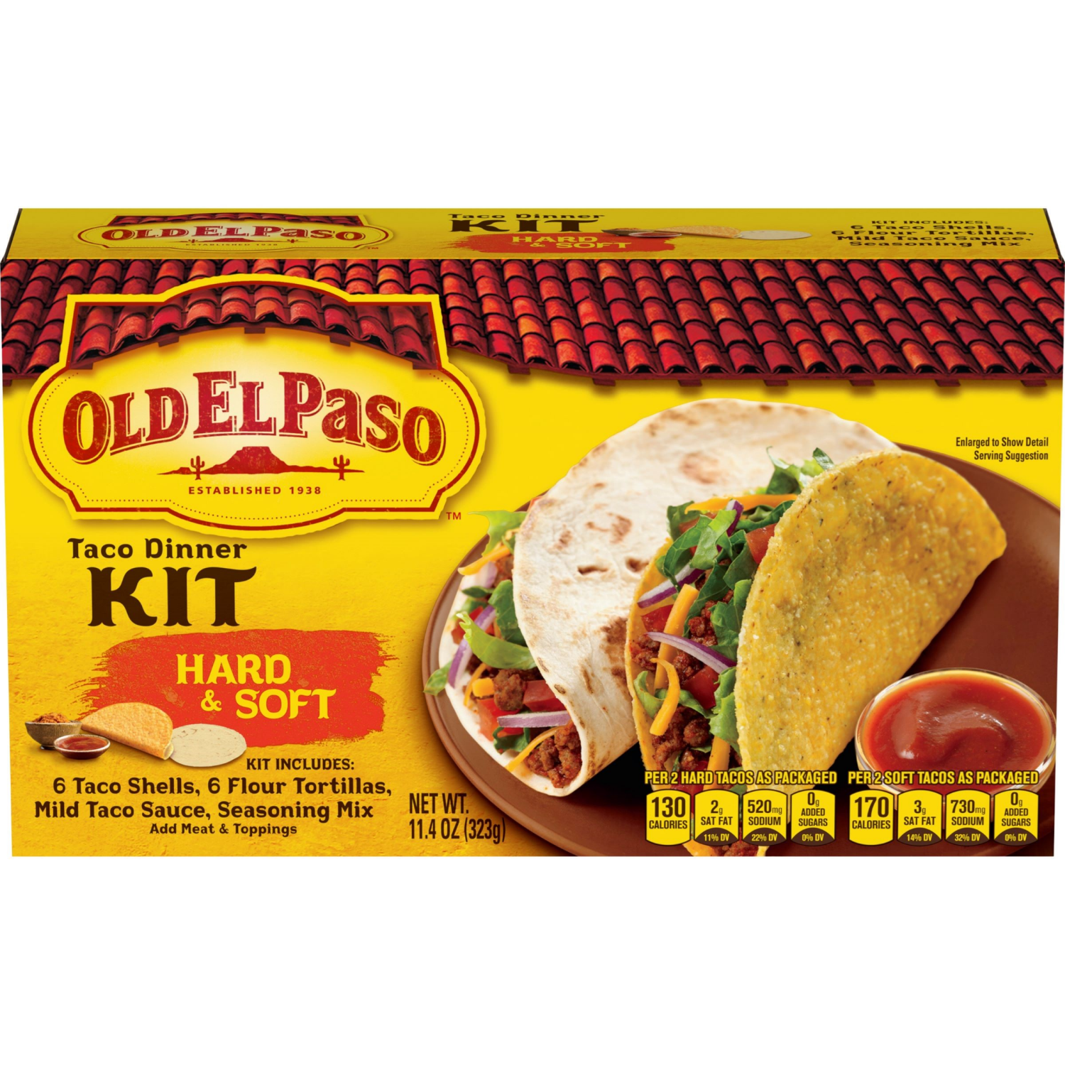 slide 1 of 5, Old El Paso Taco Dinner Kit, Hard & Soft, 11.4 oz., 11.4 oz
