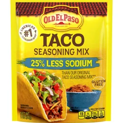 Old El Paso Taco Seasoning, 25% Less Sodium, 1 oz.