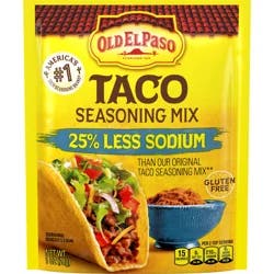 Old El Paso Taco Seasoning, 25% Less Sodium, 1 oz.
