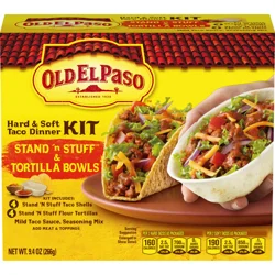 Old El Paso Stand 'N Stuff Shells and Tortilla Bowls, Hard & Soft Taco Dinner Kit, 9.4 oz.