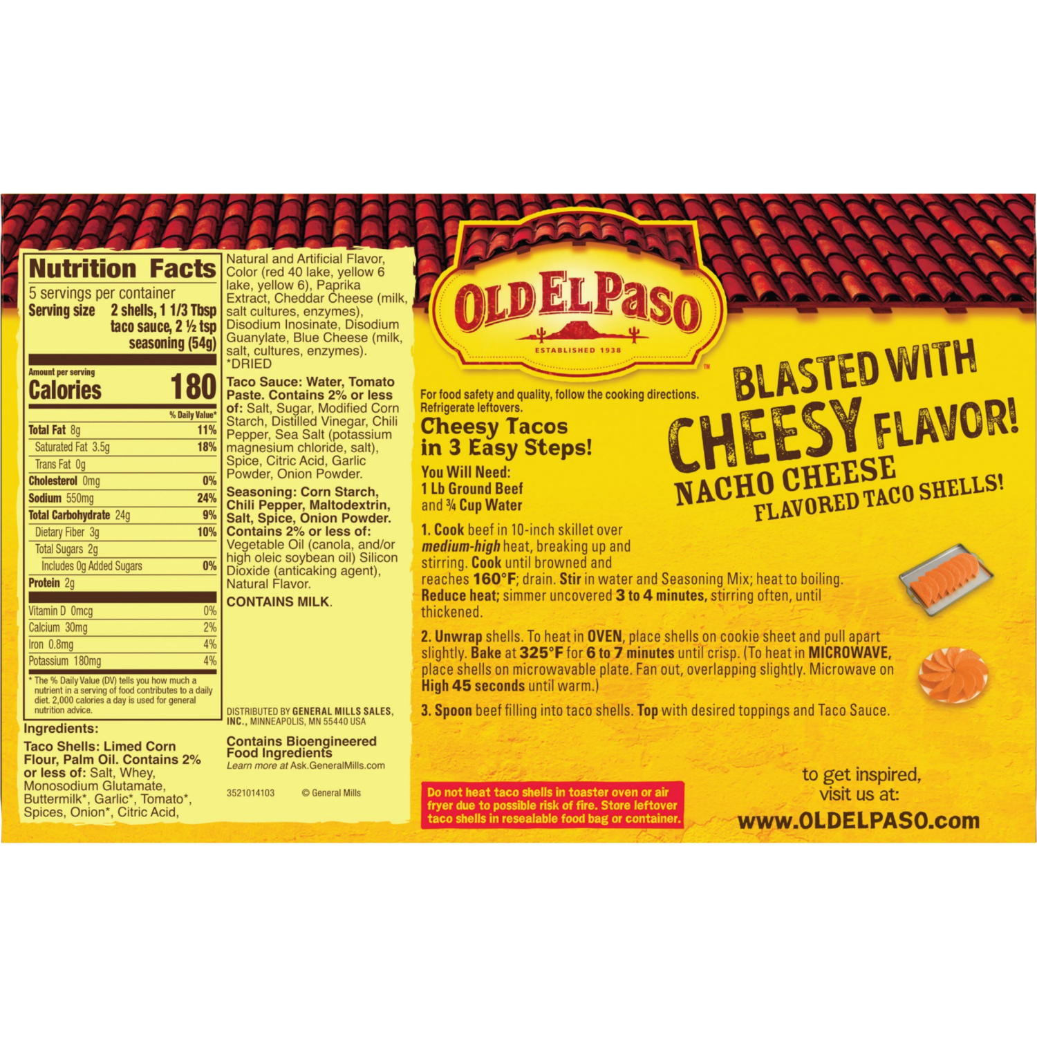 slide 2 of 4, Old El Paso Stand 'N Stuff Bold Nacho Cheese Flavored Taco Dinner Kit, 10 Ct, 9.5 oz, 9.5 oz