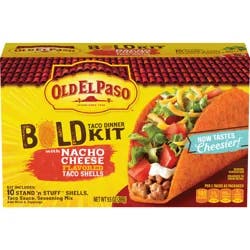 Old El Paso Stand 'N Stuff Bold Nacho Cheese Flavored Taco Dinner Kit, 10 Ct, 9.5 oz