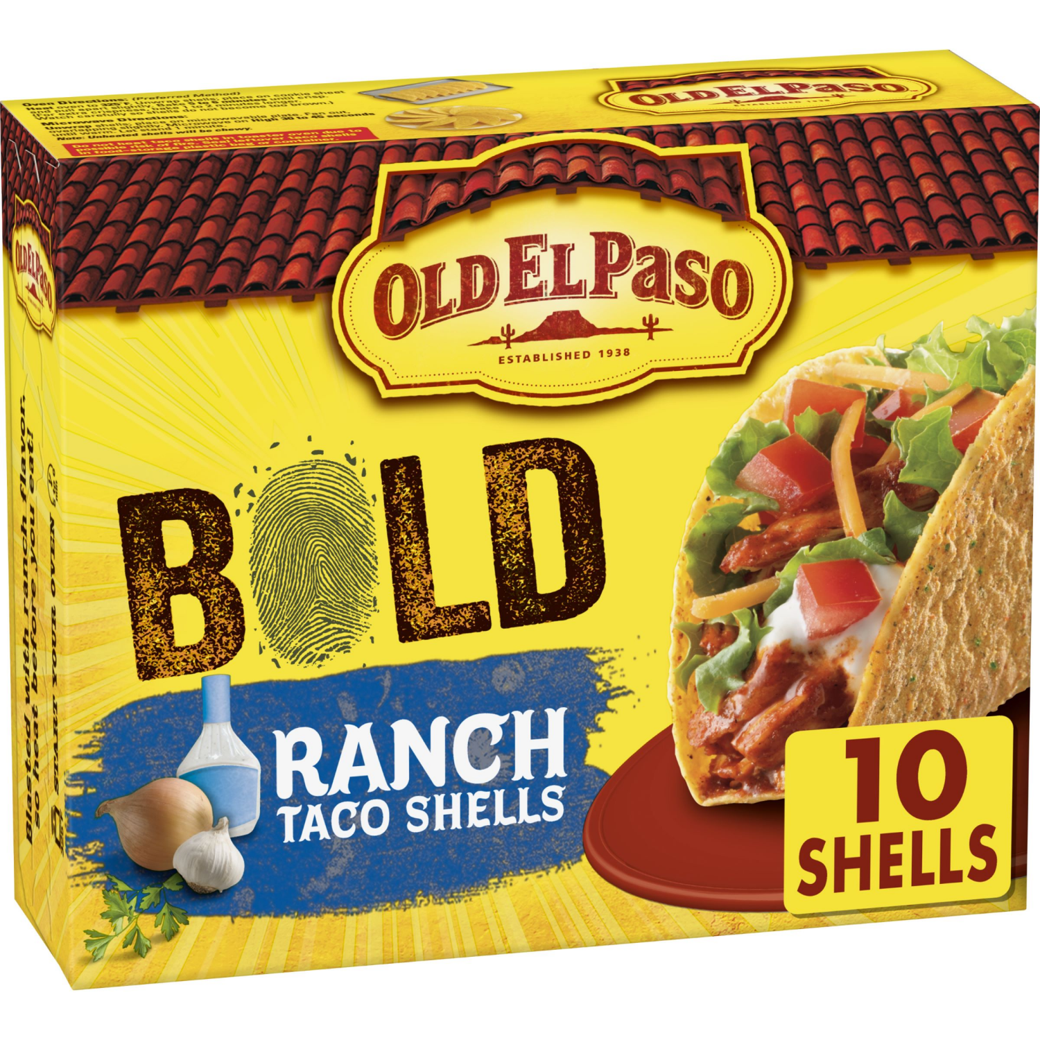 slide 1 of 3, Old El Paso Stand 'N Stuff Taco Shells, Zesty Ranch, Gluten Free Crunchy Corn Taco Shells, 10 Ct, 5.4 oz, 10 ct