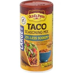 Old El Paso Taco Seasoning, 25% Less Sodium, Large Size, 6.25 oz.