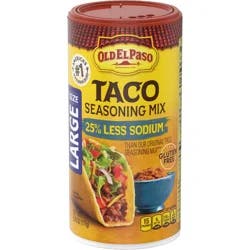 Old El Paso Taco Seasoning, 25% Less Sodium, Large Size, 6.25 oz.
