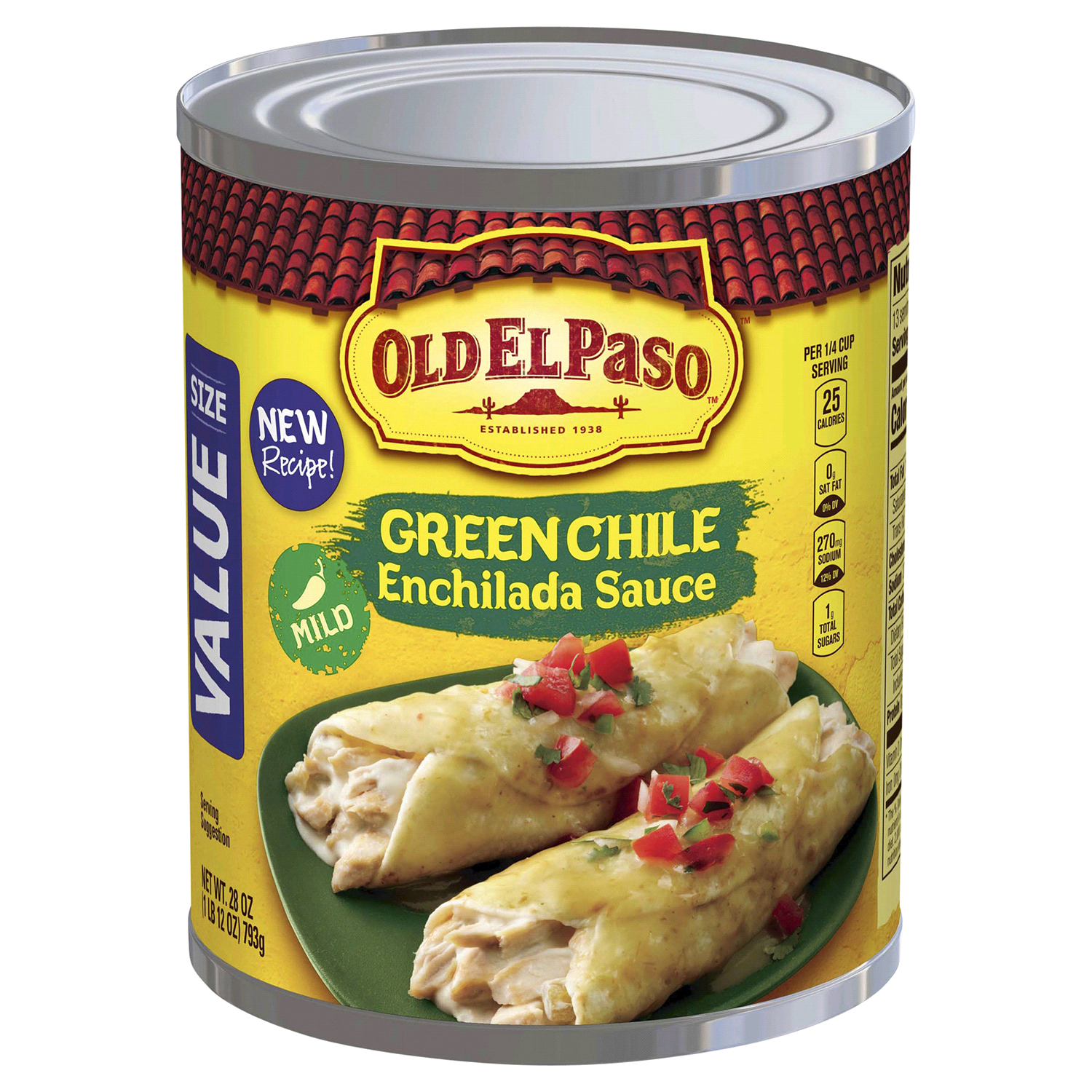 slide 1 of 2, Old El Paso Mild Green Chile Enchilada Sauce, Value Size, 28 oz., 28 oz