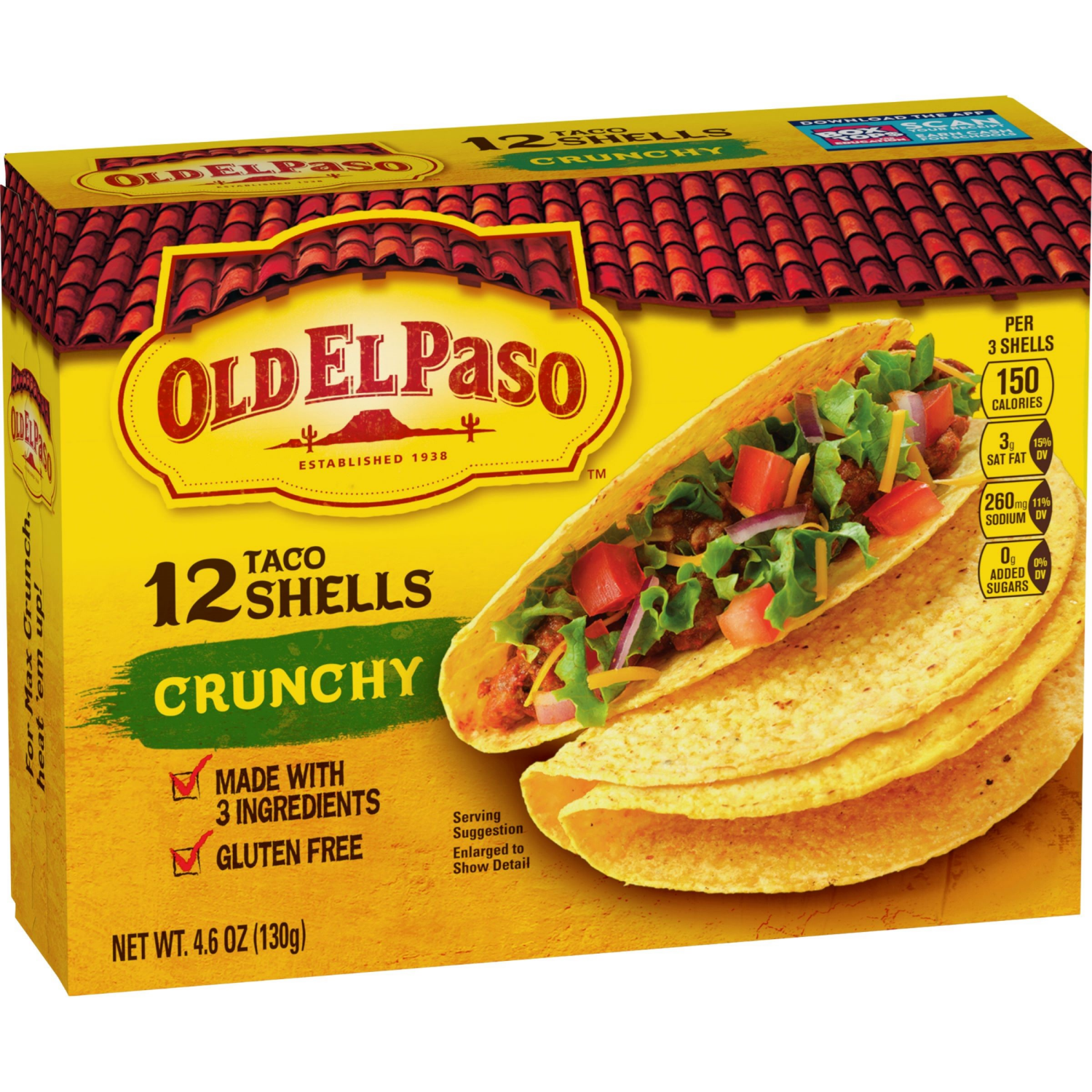slide 3 of 4, Old El Paso Crunchy Taco Shells, Gluten Free, Meal Prep, 12 Ct, 4.6 oz, 12 ct