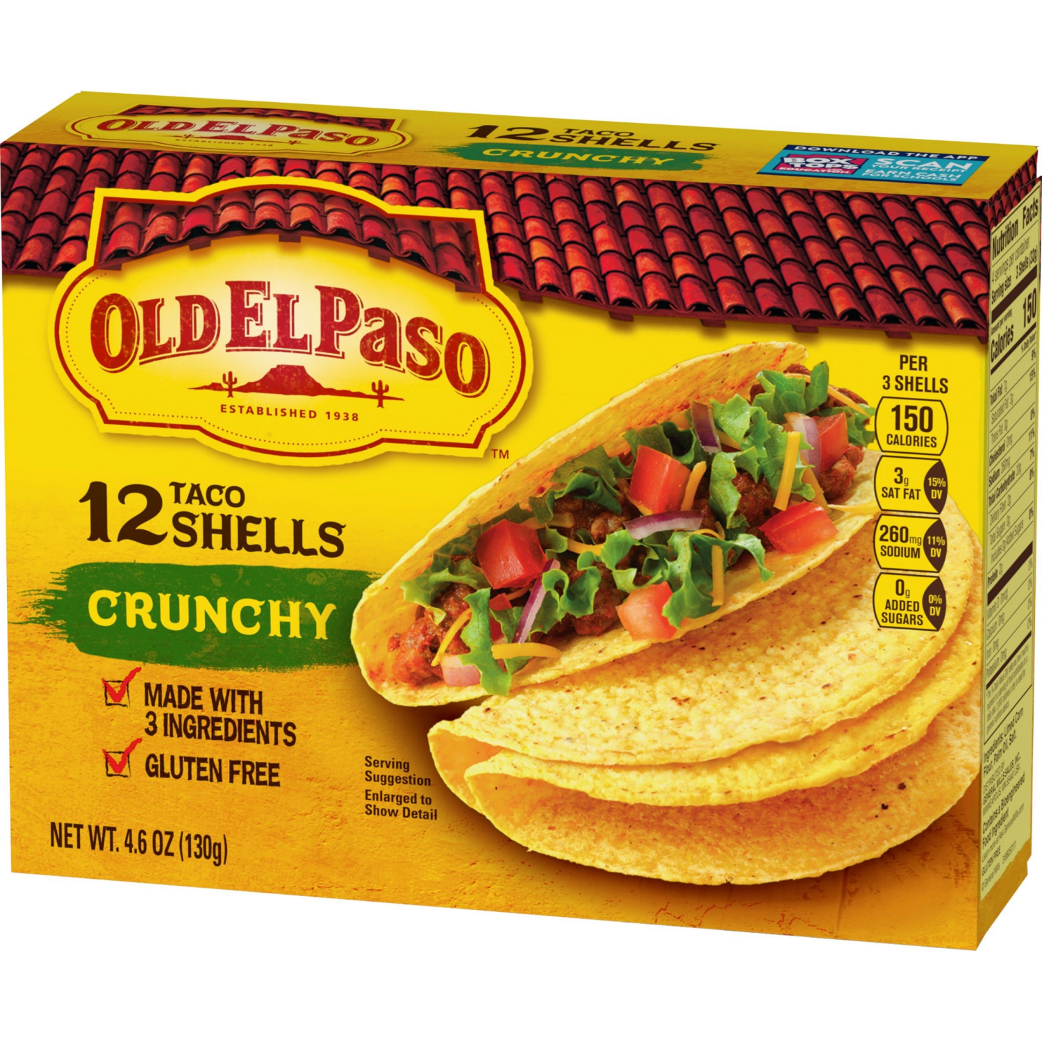slide 4 of 4, Old El Paso Crunchy Taco Shells, Gluten Free, Meal Prep, 12 Ct, 4.6 oz, 12 ct