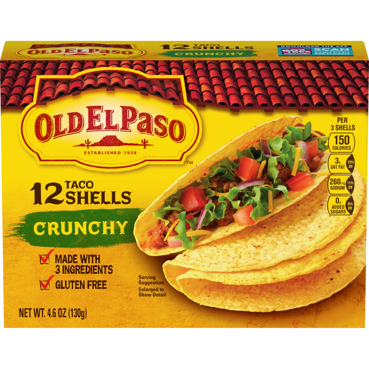 slide 1 of 4, Old El Paso Crunchy Taco Shells, Gluten Free, Meal Prep, 12 Ct, 4.6 oz, 12 ct
