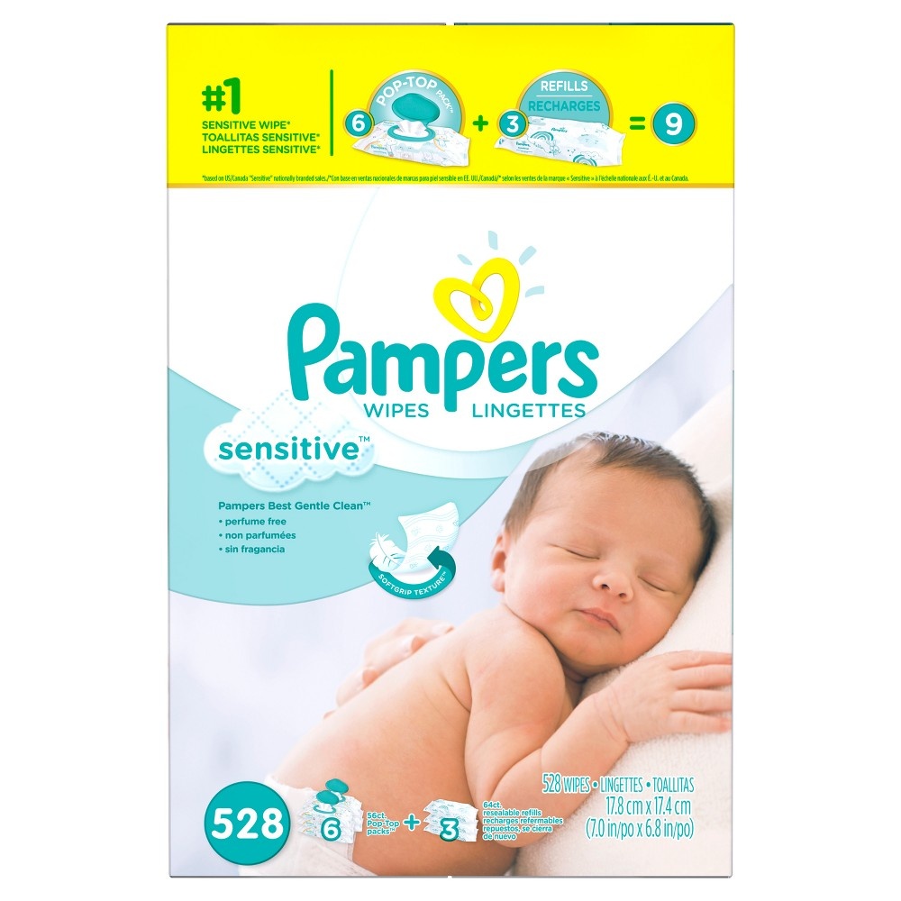 slide 3 of 6, Pampers Sensitive Baby Wipes, Combo Pack, 528 ct