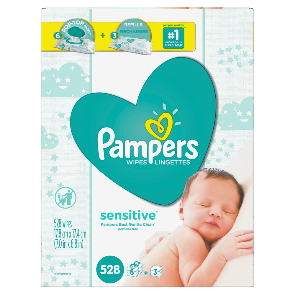 slide 4 of 6, Pampers Sensitive Baby Wipes, Combo Pack, 528 ct
