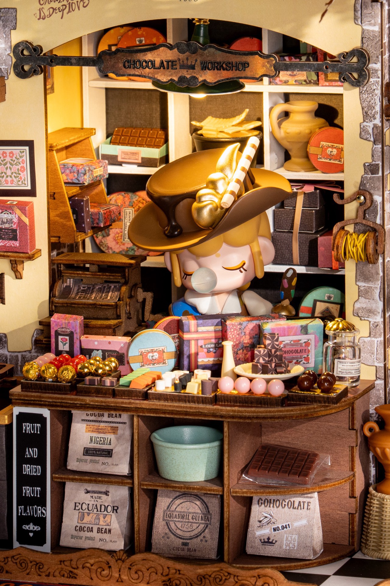 slide 6 of 8, Robotime Rolife Henry's Chocolate Diy Miniature House Kit, 8.38 in x 6.8 in x 7.99 in