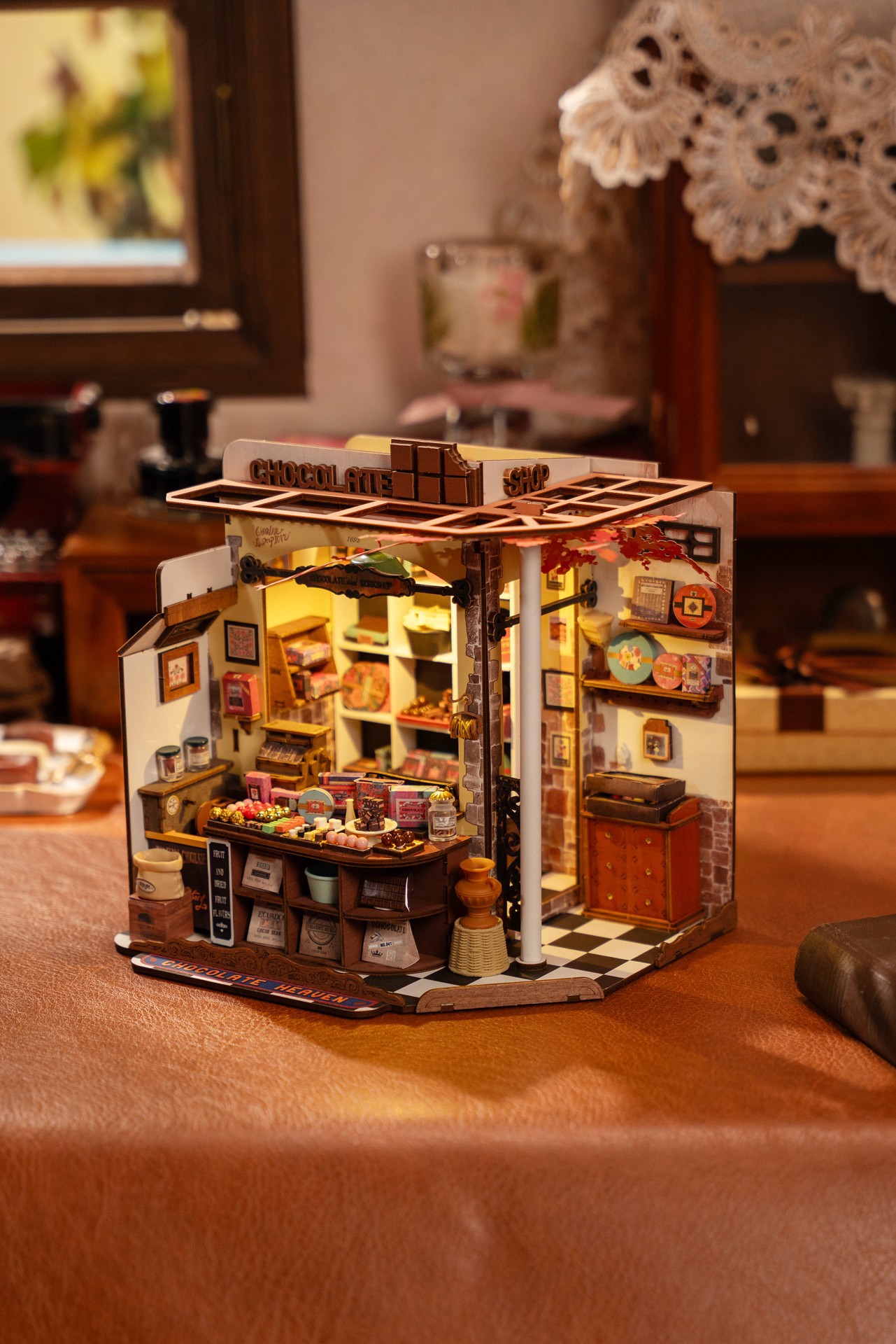 slide 3 of 8, Robotime Rolife Henry's Chocolate Diy Miniature House Kit, 8.38 in x 6.8 in x 7.99 in