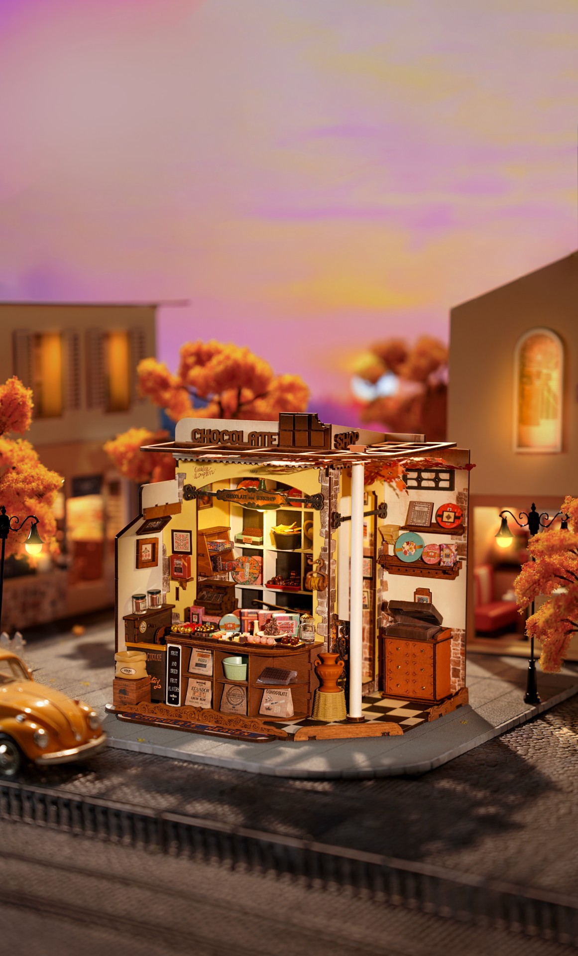 slide 4 of 8, Robotime Rolife Henry's Chocolate Diy Miniature House Kit, 8.38 in x 6.8 in x 7.99 in