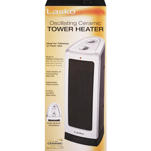 slide 1 of 1, Lasko Oscillating Ceramic Tower Heater 1500 Watts #5307, 1 ct