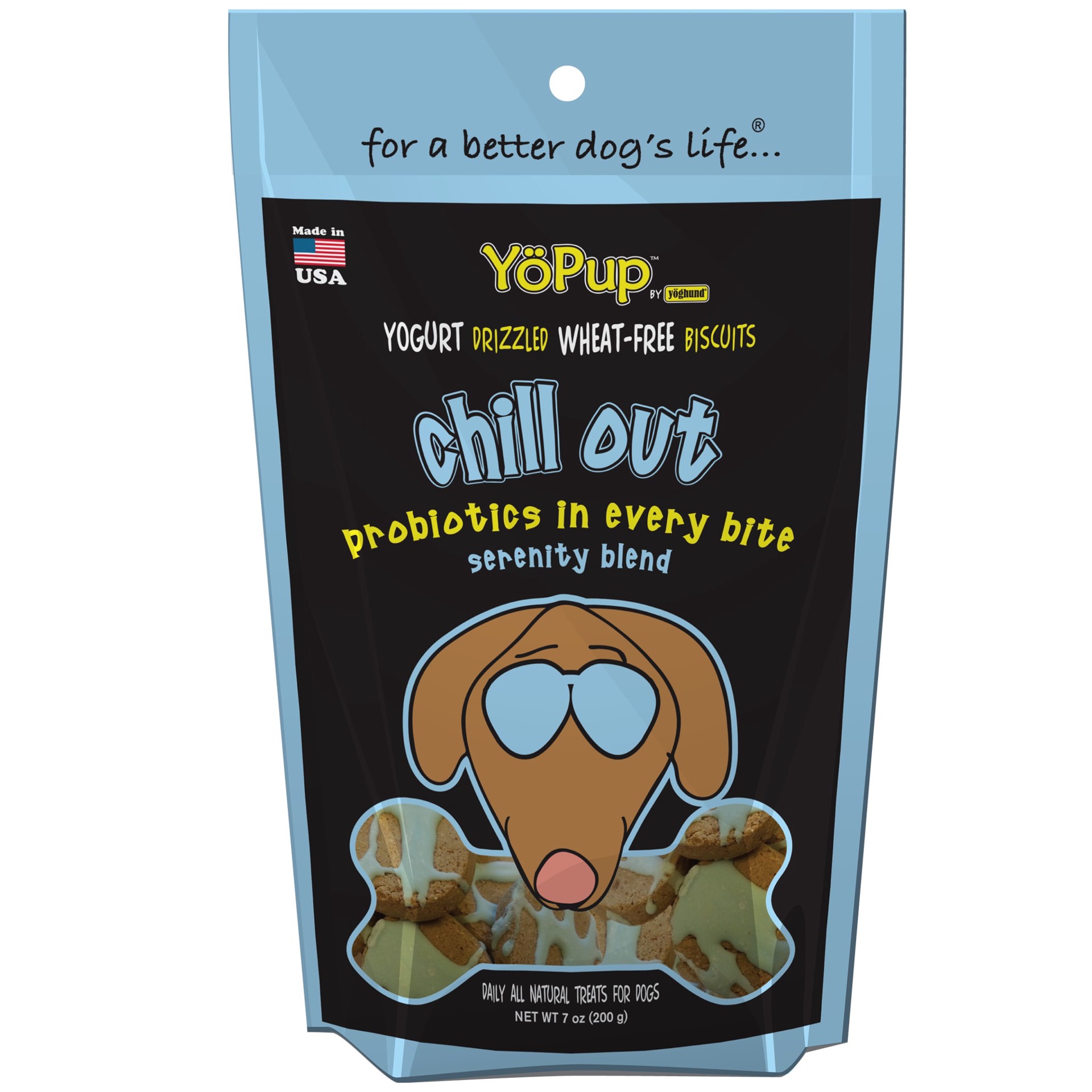 slide 1 of 1, YoPup by Yoghund Chill Out Wheat Free Yogurt Drizzled Biscuits 7oz Bag, 7 oz