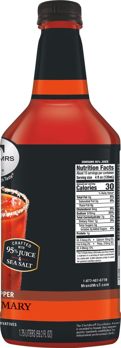 slide 5 of 7, Mr & Mrs T Zesty Pepper Bloody Mary Mix, 1.75 L bottle, 1.75 liter