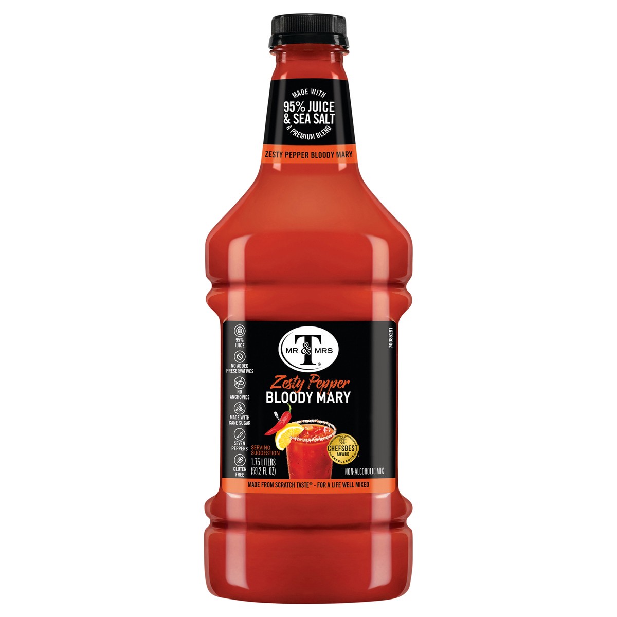 slide 1 of 7, Mr & Mrs T Zesty Pepper Bloody Mary Mix, 1.75 L bottle, 1.75 liter