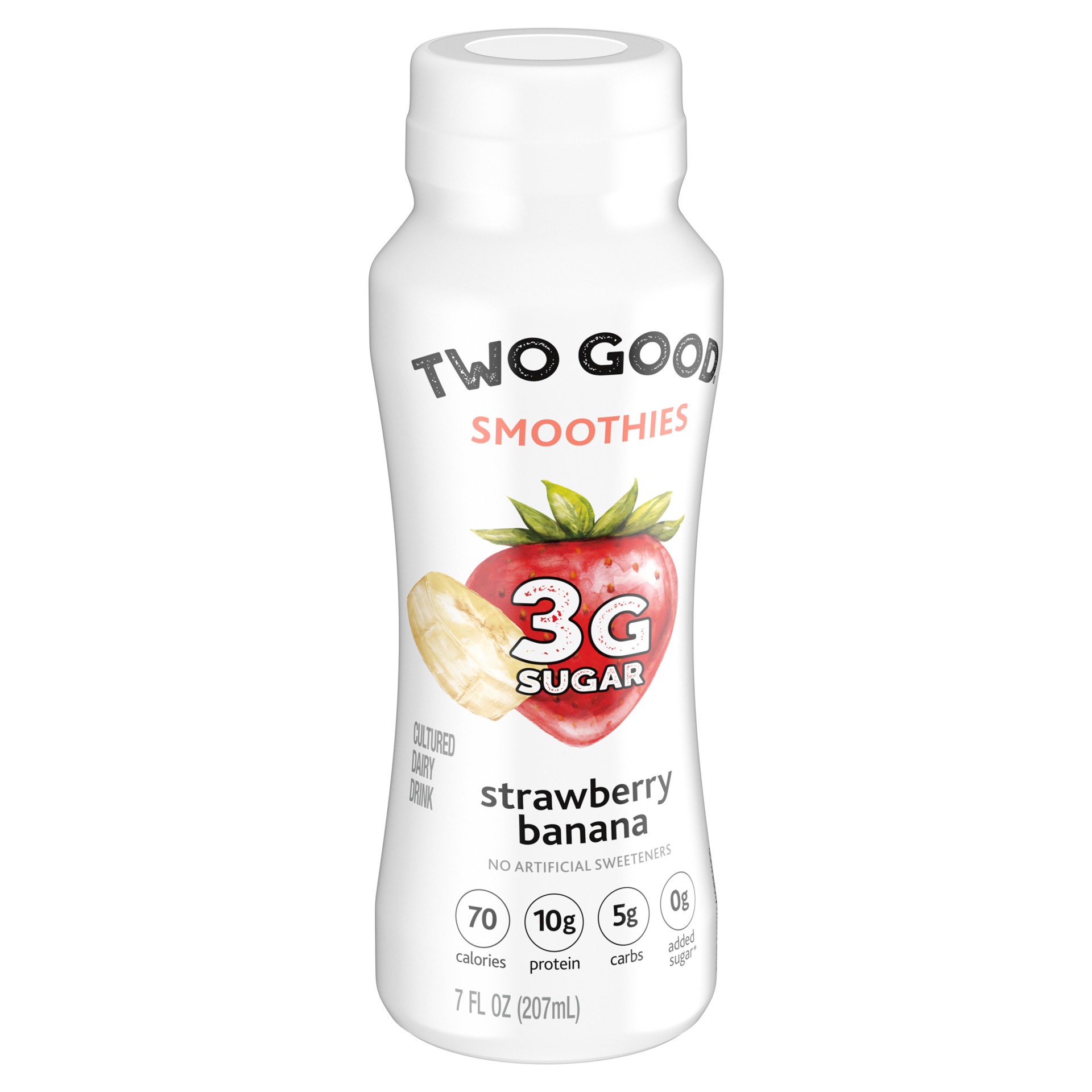 slide 2 of 5, Too Good & Co. Strawberry Banana Smoothie, Yogurt-Cultured Dairy Drink, Lower Sugar, 7 FL OZ Bottle, 7 fl oz